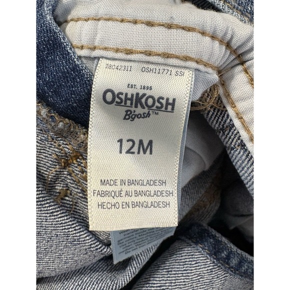 Oshkosh‎ B Gosh Overalls 12M Striped Straps Conductor Cute Denim - Picture 6 of 6